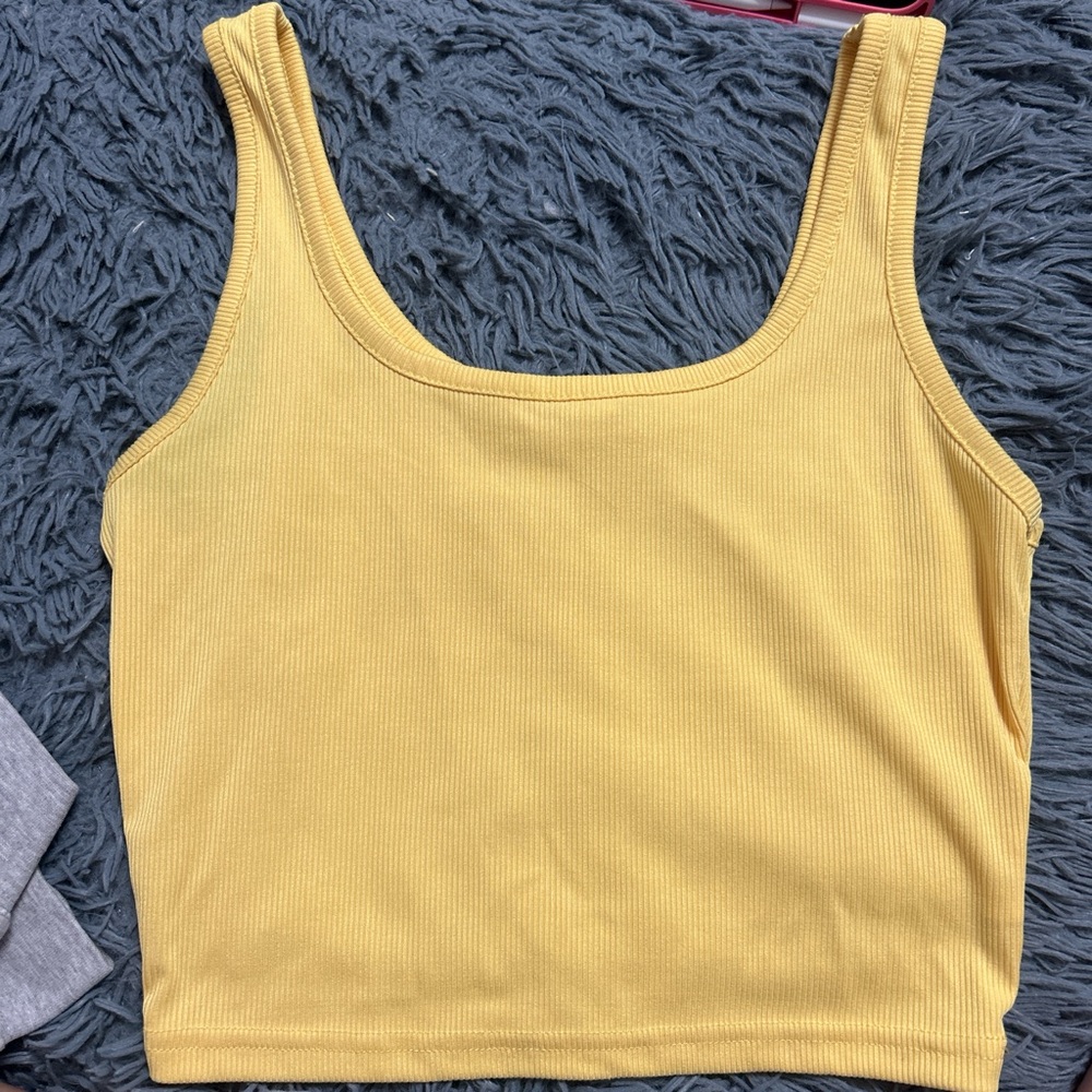 Amazon Yellow Fitted Sleeveless Crop Tank